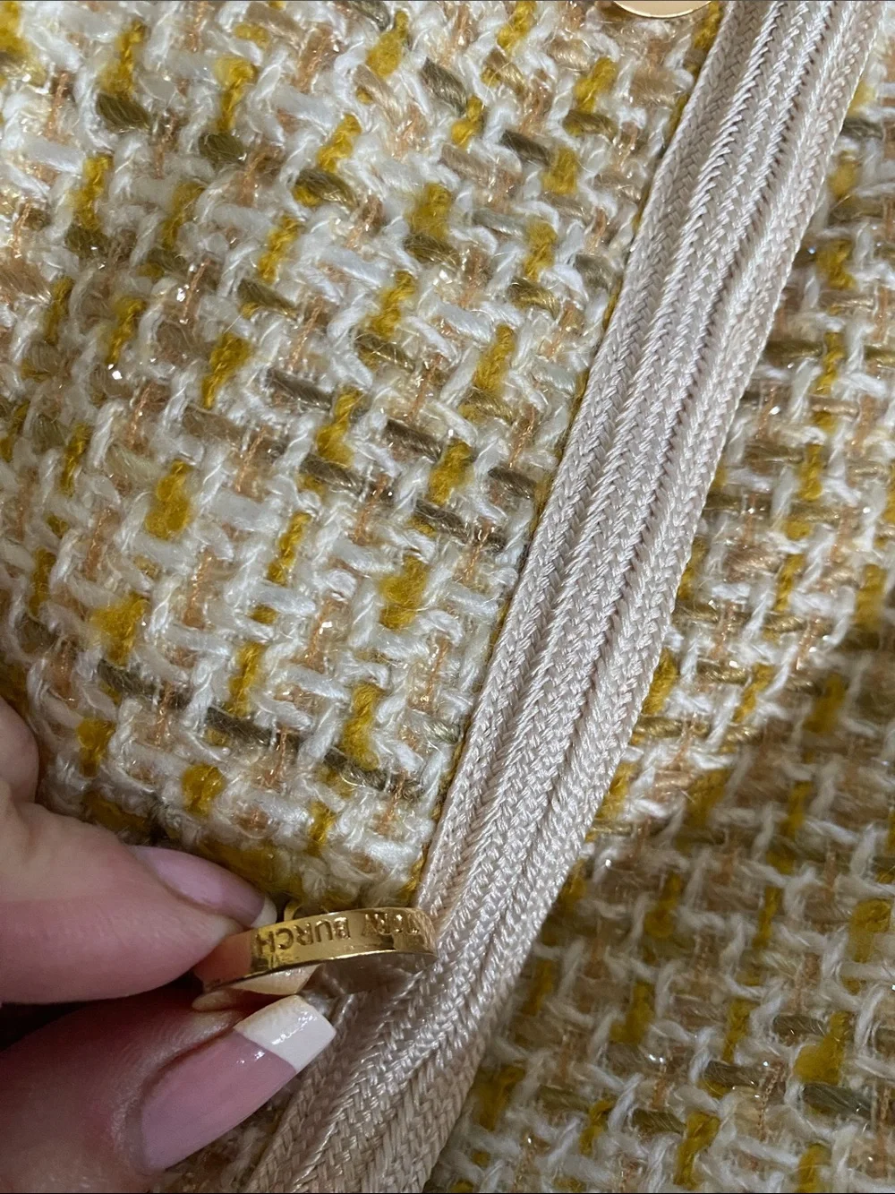 Tory Burch Stunning Sparkling Thread Gold Logo Buttons Logo Lined Jacket